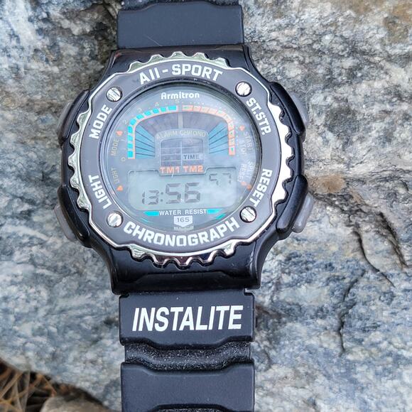Vintage Watches Armitron Instalite Chronograph Sport Watch 165FT Black Retro - Picture 4 of 10